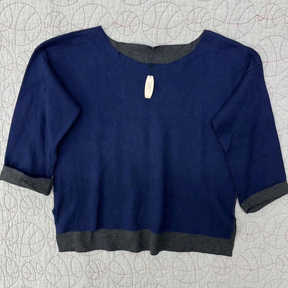 Victoria's Secret Reversible Sweater Navy Gray Cashmere / Women's Medium